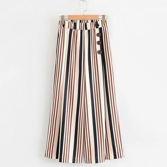 Zara wide leg culottes striped pants - Picture 2 of 9